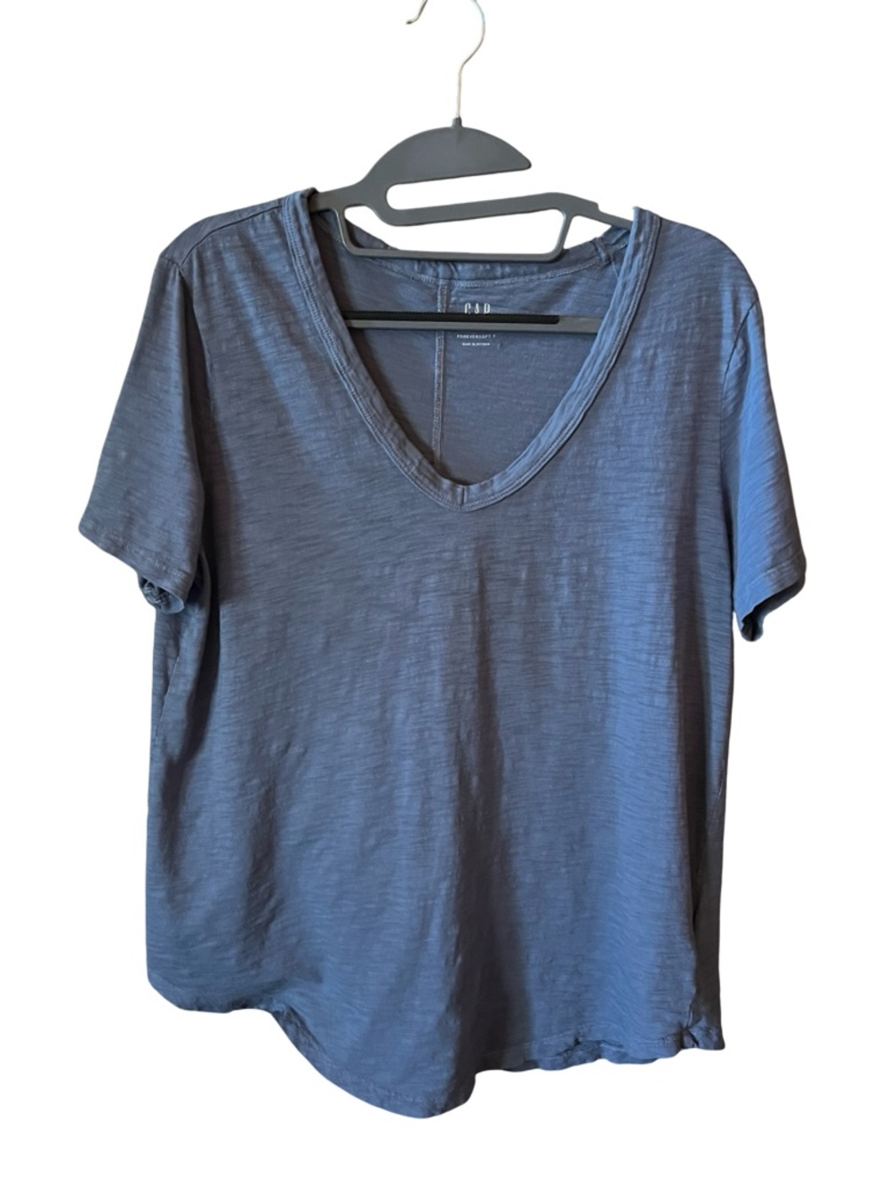 Gap V-Neck Short Sleeve Top in Slate Blue